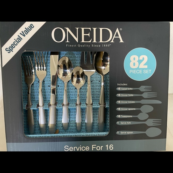 Oneida Kitchen New Oneida 82 Piece Silverware Set Service For 6